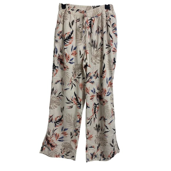 Briggs Linen Wide Leg Tropical Elastic Waist Pants Size L - Picture 4 of 9